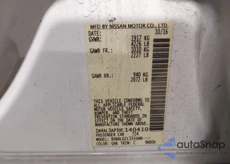 2017 Nissan Altima 2.5 S from USA, damaged, VIN 1N4AL3AP3HC140410